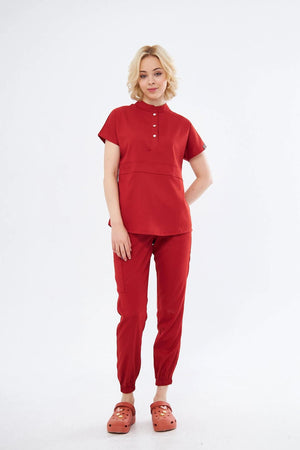 N O V A | Kiremit Premium Likralı Üniforma Takımı - Class Üniforma hemşire formaları, medikal önlükler