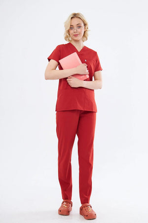 Classic - Kiremit Kadın Likralı Üniforma Takımı - Class Üniforma hemşire formaları, medikal önlükler