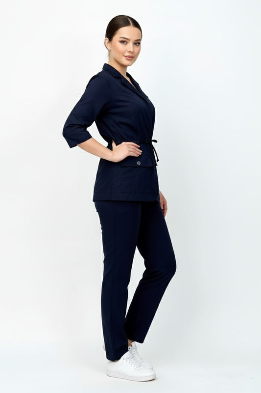 L I S B O N | Lacivert Premium Likralı Ceket Üniforma Takım