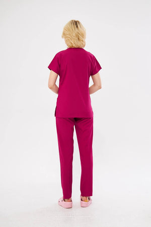 Classic - Vişne Kadın Likralı Üniforma Takımı - Class Üniforma hemşire formaları, medikal önlükler