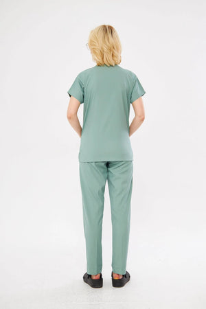 Classic - Çağla Yeşili Kadın Likralı Üniforma Takımı - Class Üniforma hemşire formaları, medikal önlükler