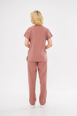 Classic - Gül Kurusu Kadın Likralı Üniforma Takımı - Class Üniforma hemşire formaları, medikal önlükler