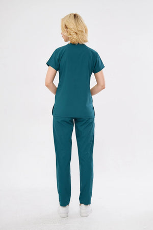 Classic - Petrol Yeşili Kadın Likralı Üniforma Takımı - Class Üniforma hemşire formaları, medikal önlükler