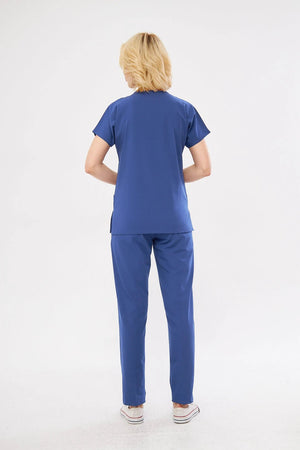 Classic - Fırtına Mavi Kadın Likralı Üniforma Takımı - Class Üniforma hemşire formaları, medikal önlükler