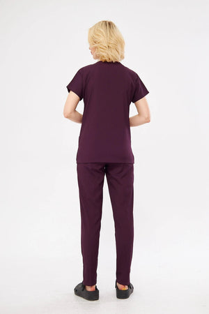 Classic - Koyu Mürdüm Kadın Likralı Üniforma Takımı - Class Üniforma hemşire formaları, medikal önlükler