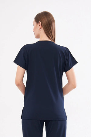 Classic Tek Üst - Lacivert Likralı Hemşire Forması Üstü - Class Üniforma hemşire formaları, medikal önlükler