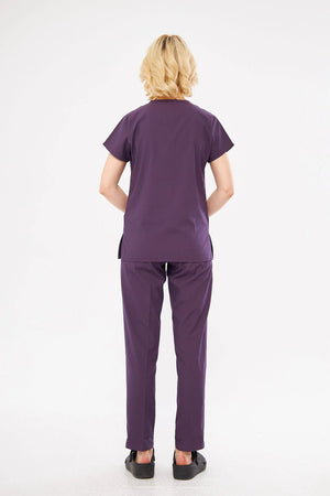 Classic - Açık Mürdüm Kadın Likralı Üniforma Takımı - Class Üniforma hemşire formaları, medikal önlükler