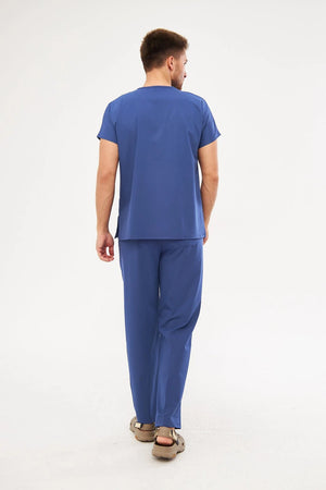 Classic - Fırtına Mavi Erkek Likralı Üniforma Takımı - Class Üniforma hemşire formaları, medikal önlükler