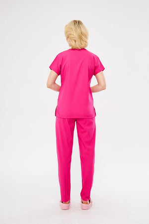 Classic - Fuşya Kadın Likralı Üniforma Takımı - Class Üniforma hemşire formaları, medikal önlükler