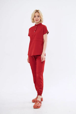 N O V A | Kiremit Premium Likralı Üniforma Takımı - Class Üniforma hemşire formaları, medikal önlükler