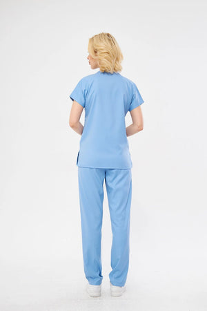 Classic - Bebe Mavisi Kadın Likralı Üniforma Takımı - Class Üniforma hemşire formaları, medikal önlükler