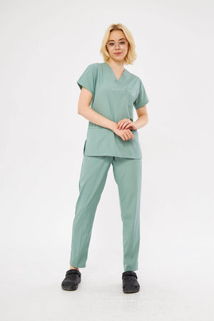 Classic - Çağla Yeşili Kadın Likralı Üniforma Takımı - Class Üniforma hemşire formaları, medikal önlükler