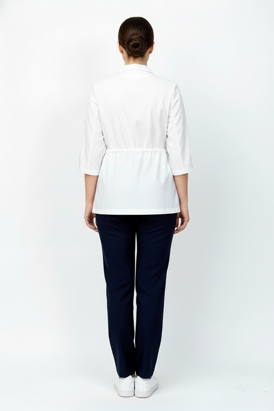 L I S B O N | Beyaz & Lacivert Premium Likralı Ceket Üniforma Takım