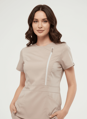 K I E V | Kum Beji Lüks Likralı Hemşire Üniforması - Class Üniforma hemşire formaları, medikal önlükler