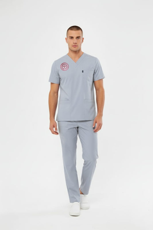 Class Üniforma Gri Teknik Hizmetler Forması Likralı Scrubs Kadın (Yeni Yönetmeliğe Uygun - Neutral Gray)