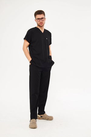 Classic - Siyah Erkek Likralı Üniforma Takımı - Class Üniforma hemşire formaları, medikal önlükler