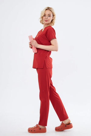 Classic - Kiremit Kadın Likralı Üniforma Takımı - Class Üniforma hemşire formaları, medikal önlükler