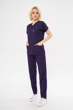Classic - Mor Kadın Likralı Üniforma Takımı - Class Üniforma hemşire formaları, medikal önlükler