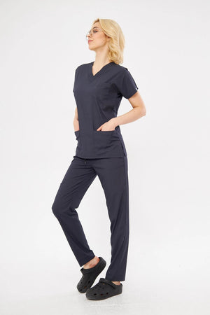 Classic - Antrasit Kadın Likralı Üniforma Takımı - Class Üniforma hemşire formaları, medikal önlükler