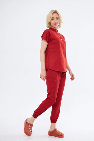 N O V A | Kiremit Premium Likralı Üniforma Takımı - Class Üniforma hemşire formaları, medikal önlükler