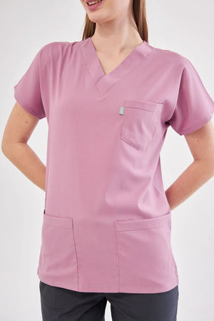 Classic - Pudra Füme Kadın Likralı Üniforma Takımı - Class Üniforma hemşire formaları, medikal önlükler