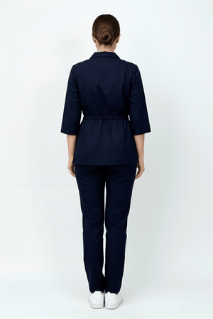 L I S B O N | Lacivert Premium Likralı Ceket Üniforma Takım - Class Üniforma hemşire formaları, medikal önlükler