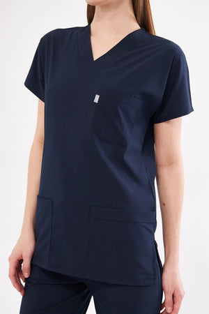 Classic Tek Üst - Lacivert Likralı Hemşire Forması Üstü - Class Üniforma hemşire formaları, medikal önlükler