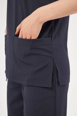 Classic - Antrasit Kadın Likralı Üniforma Tek Üst - Class Üniforma hemşire formaları, medikal önlükler