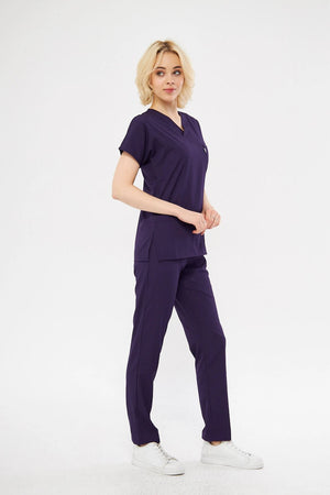 Classic - Mor Kadın Likralı Üniforma Takımı - Class Üniforma hemşire formaları, medikal önlükler