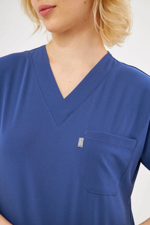 Classic - Fırtına Mavi Kadın Likralı Üniforma Takımı - Class Üniforma hemşire formaları, medikal önlükler