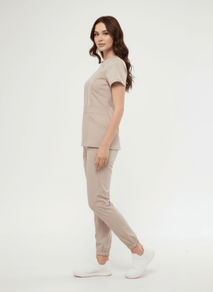 K I E V | Kum Beji Lüks Likralı Hemşire Üniforması - Class Üniforma hemşire formaları, medikal önlükler