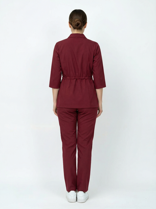 L I S B O N | Bordo Premium Likralı Ceket Üniforma Takım
