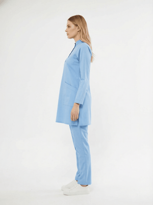 Tesettür - Bebe Mavisi Hemşire Üniforma Takımı - Class ÜniformaMedikal Scrubs