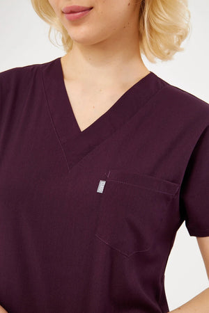 Classic - Koyu Mürdüm Kadın Likralı Üniforma Takımı - Class Üniforma hemşire formaları, medikal önlükler