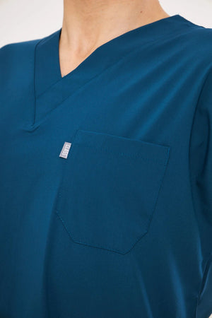 Classic - Petrol Yeşili Erkek Likralı Üniforma Takımı - Class Üniforma hemşire formaları, medikal önlükler