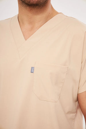 Classic - Bej Erkek Likralı Üniforma Takımı - Class Üniforma hemşire formaları, medikal önlükler