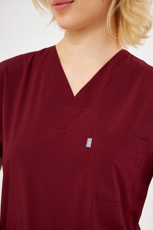 Classic - Bordo Kadın Likralı Üniforma Takımı - Class Üniforma hemşire formaları, medikal önlükler