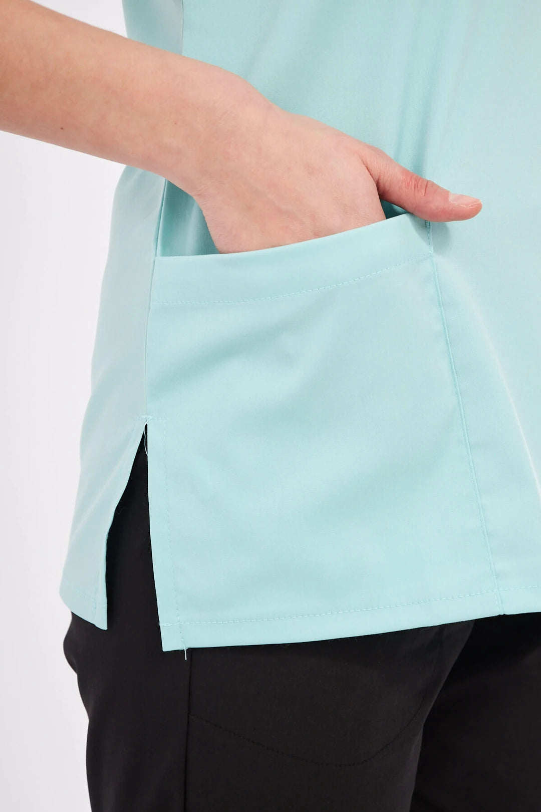 Classic Tek Üst - Mint Yeşili Likralı Hemşire Forması Üstü