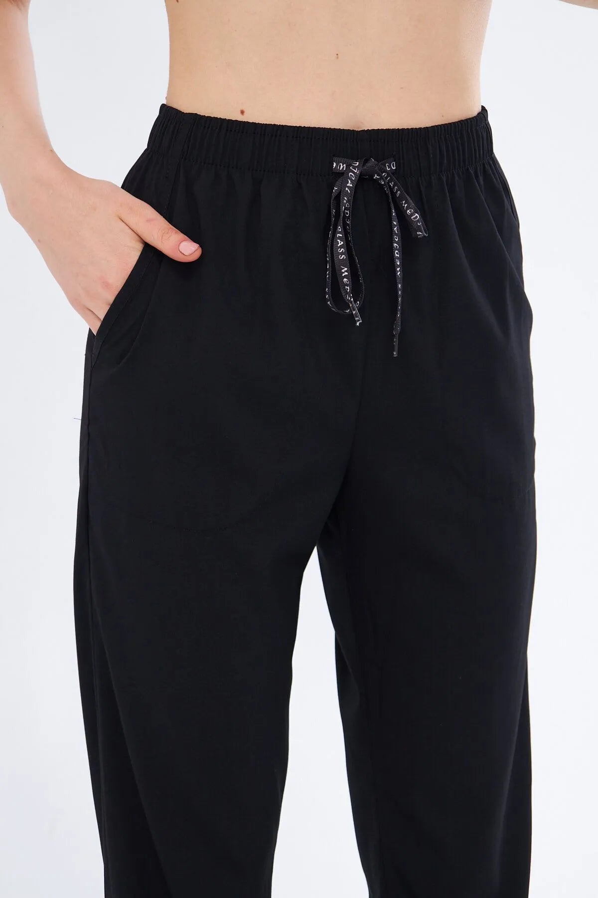 Classic - Siyah Kadın Pantolon –  Likralı Tek Alt