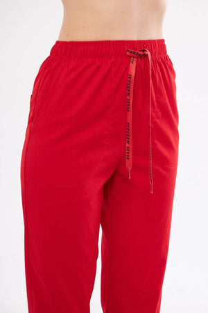 Classic - Kırmızı Kadın Likralı Üniforma Takımı - Class Üniforma hemşire formaları, medikal önlükler