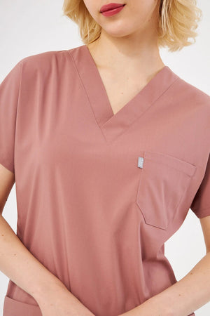 Classic - Gül Kurusu Kadın Likralı Üniforma Takımı - Class Üniforma hemşire formaları, medikal önlükler