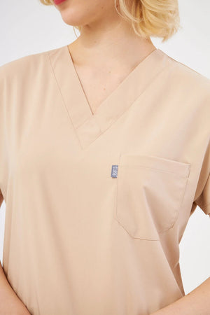 Classic - Bej Kadın Likralı Üniforma Takımı - Class Üniforma hemşire formaları, medikal önlükler