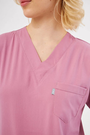 Classic - Pudra Kadın Likralı Üniforma Takımı - Class Üniforma hemşire formaları, medikal önlükler