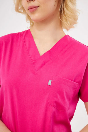 Classic - Fuşya Kadın Likralı Üniforma Takımı - Class Üniforma hemşire formaları, medikal önlükler