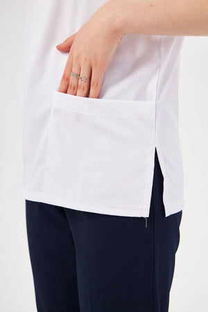 Classic Tek Üst - Beyaz Likralı Hemşire Forması Üstü - Class Üniforma hemşire formaları, medikal önlükler