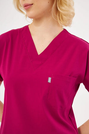 Classic - Vişne Kadın Likralı Üniforma Takımı - Class Üniforma hemşire formaları, medikal önlükler