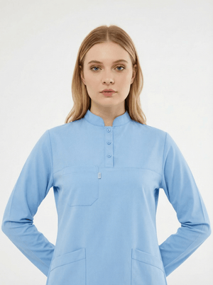 Tesettür - Bebe Mavisi Hemşire Üniforma Takımı - Class ÜniformaMedikal Scrubs