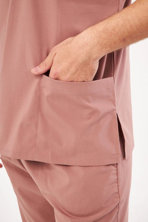 Classic - Gül Kurusu Erkek Likralı Üniforma Takımı - Class Üniforma hemşire formaları, medikal önlükler