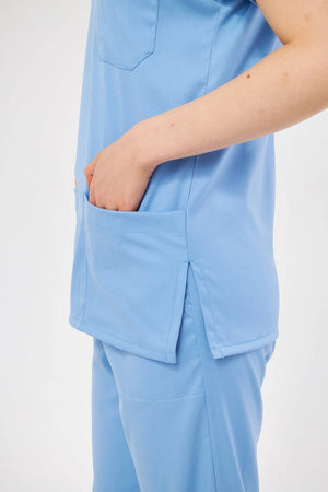 Classic - Bebe Mavisi Kadın Likralı Üniforma Takımı - Class Üniforma hemşire formaları, medikal önlükler