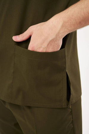 Classic - Haki Erkek Likralı Üniforma Takımı - Class Üniforma hemşire formaları, medikal önlükler